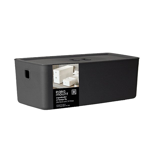 Organizador C/ Tampa 34x15x12 cm Fly 5,0 Litros Chumbo