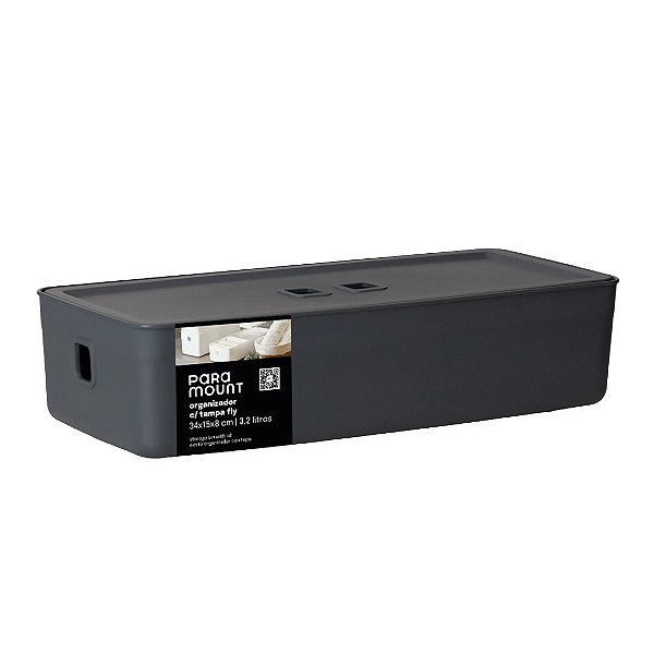 Organizador  C/ Tampa 34x15x8 cm Fly 3,2 Litros Chumbo