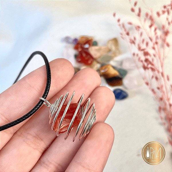 Pingente Porta Cristal Caracol M - Banhado em Prata