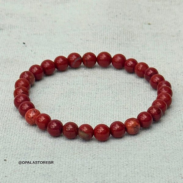 Pulseira de Jaspe Vermelho Natural – Proteção, Força e Ancoramento | esferas de 6mm