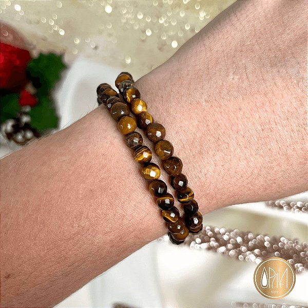 Pulseira Olho de Tigre Facetado - 6mm