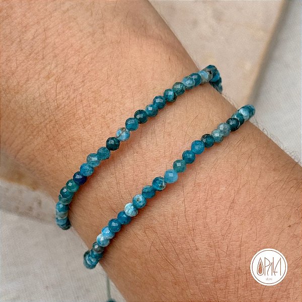 Pulseira Apatita - Esferas Facetadas 4mm