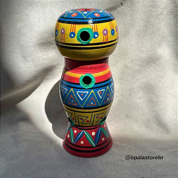 Incensário Torre Colorido em Cerâmica Andina | Varetas e Cones - Vermelho e Amarelo