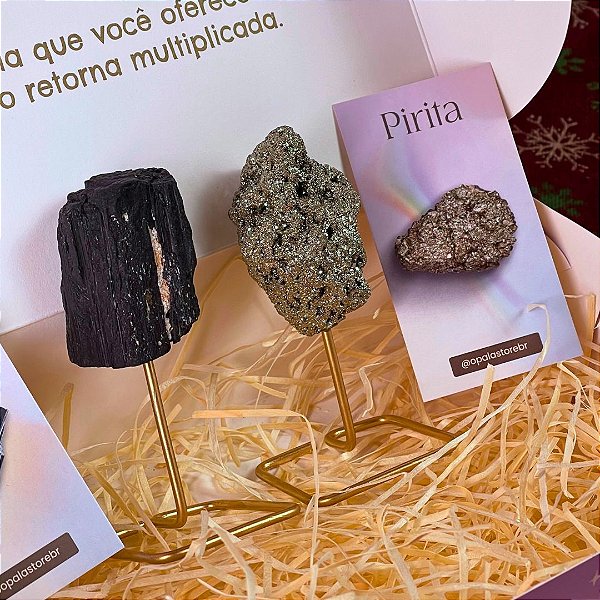 Kit de Proteção e Prosperidade com Pilares de Cristais – Turmalina Negra e Pirita
