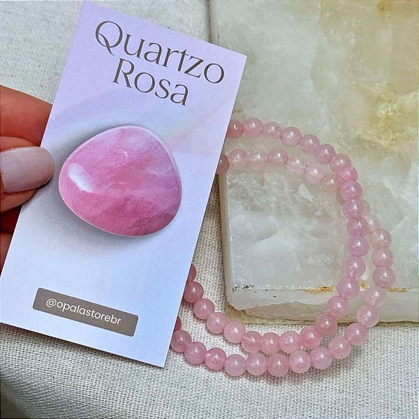 Pulseira de Quartzo Rosa Natural – Amor Próprio, Cura Emocional e Harmonia | esferas de 6mm