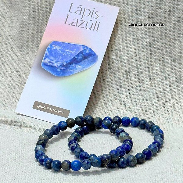 Pulseira de Lápis Lazúli Natural - Autoconhecimento e Intuição | esferas de 6mm