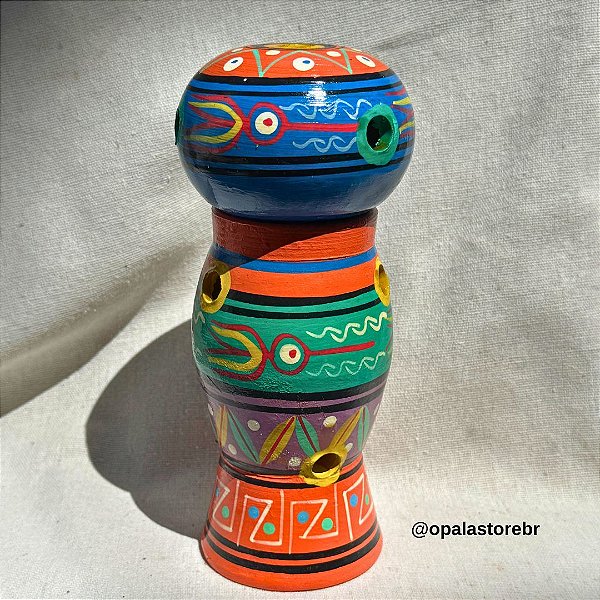 Incensário Torre Colorido em Cerâmica Andina | Varetas e Cones - Laranja e Azul
