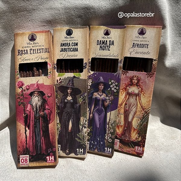 Kit 4 Incensos Para Amor | Rosa Celestial, Amora com Jabuticaba, Dama da Noite e Afrodite