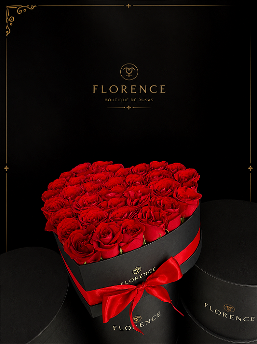 Box Coração Rosas Vermelhas