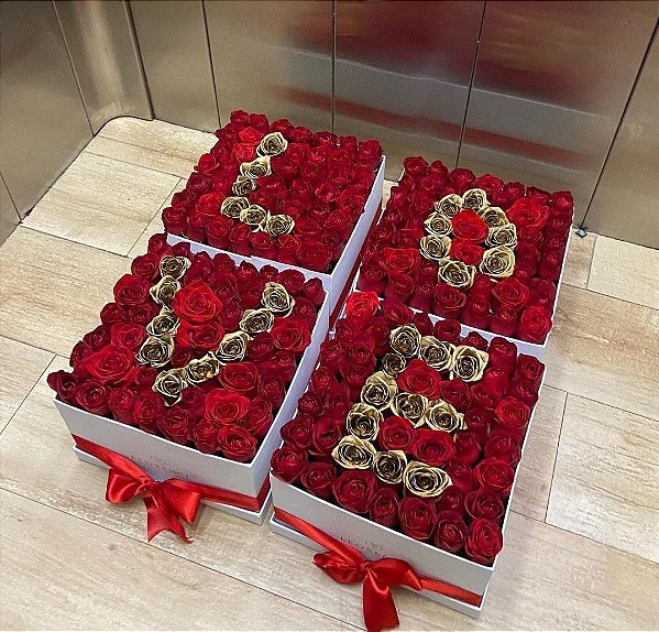 Kit 4 Caixas Square - LOVE Rosas Colombianas