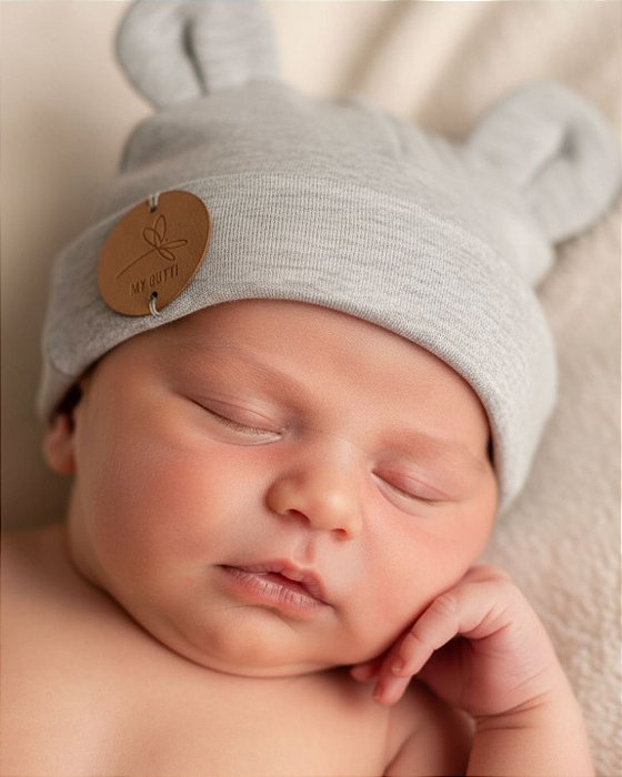 Kit touca orelhinha Gorro RN - Cinza (2 peças)