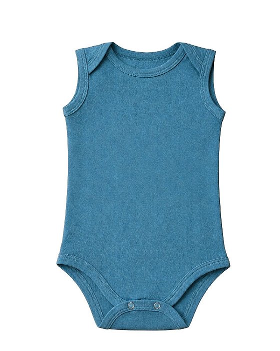 Body Bebê sem mangas – Azul Índigo 100% algodão
