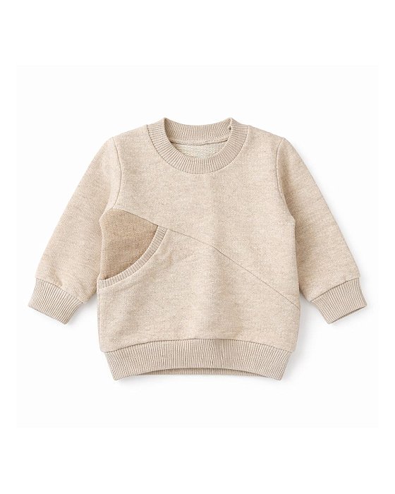 Conjunto Moletom Bebê com bolso - Bege Areia 100% Algodão