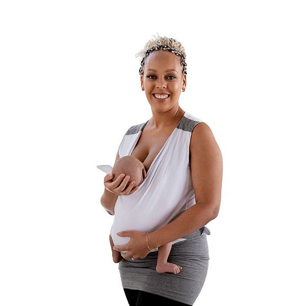 Camiseta Sling My Gutti Baby Branco com Cinza Feminina