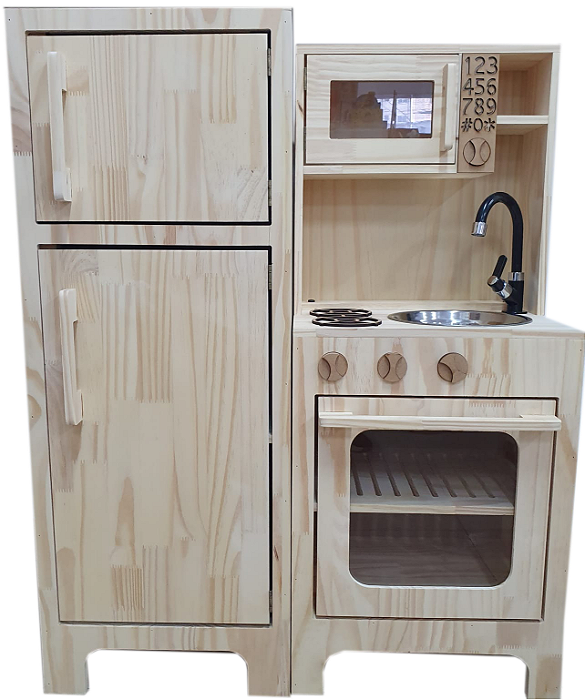 Cozinha Montessoriana Pequena c/ Geladeira Fashion Toys