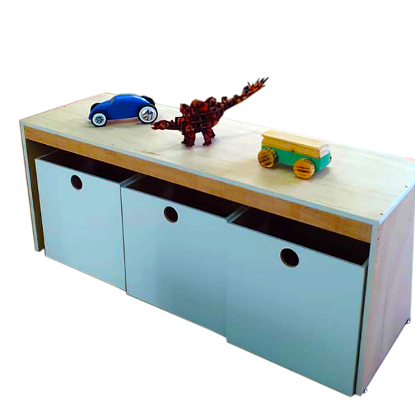 Rack com 3 Caixas Baú Branco Fashion Toys