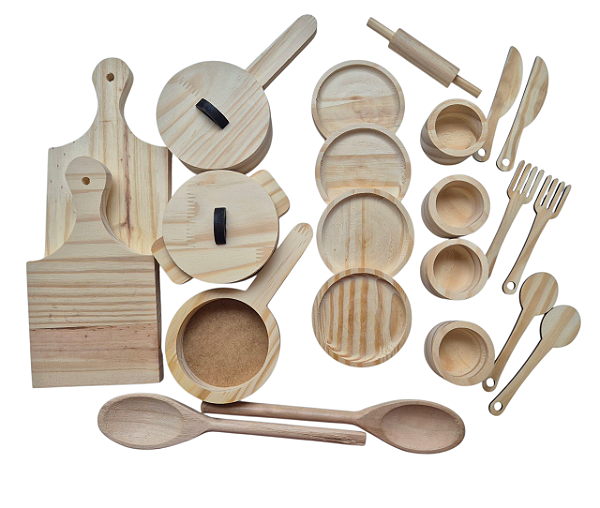 Kit Cozinha Heurístico de Madeira com 22 peças