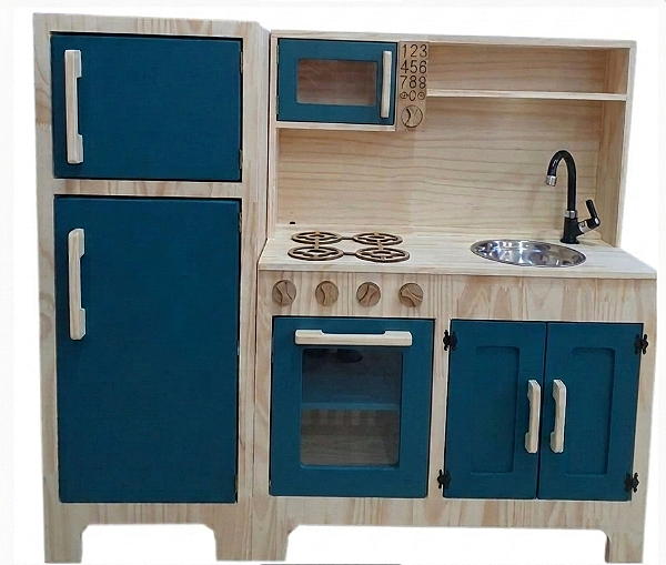 Cozinha Completa Azul Petróleo Fashion Toys