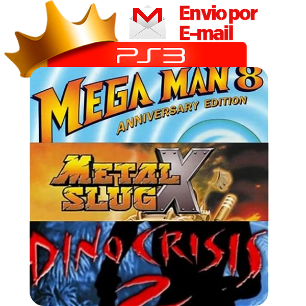 mega man 8+metal slug x+dino crisis 2 para ps3 em midia digital
