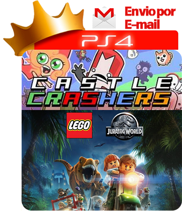 Castle crashers + lego jurassic park para ps4 em mídia digital