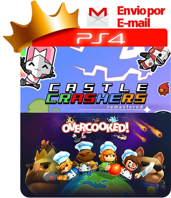 Castle crashers remastered + Overcooked para PS4 em mídia digital