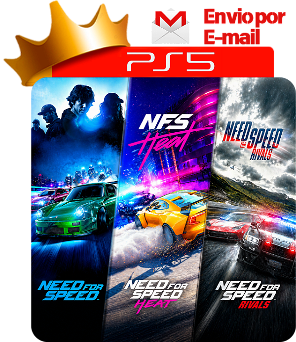 Need for speed + need for speed heat + need for speed rivals para ps5 em mídia digital