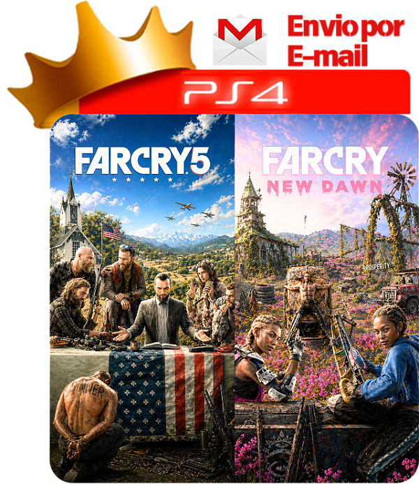 far cry 5 + far cry new dawn Para PS4 em Mídia Digital