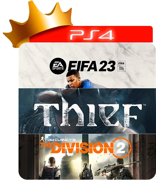 Fifa 23 + Thief + The Division 2 para ps4 em mídia digital