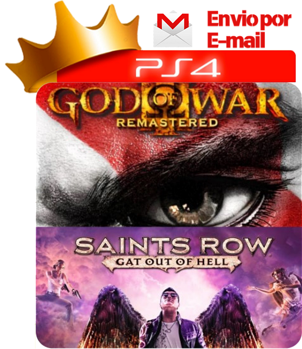 God of War 3 + Saints Row Gat Out of Hell para PS4 em Mídia Digital