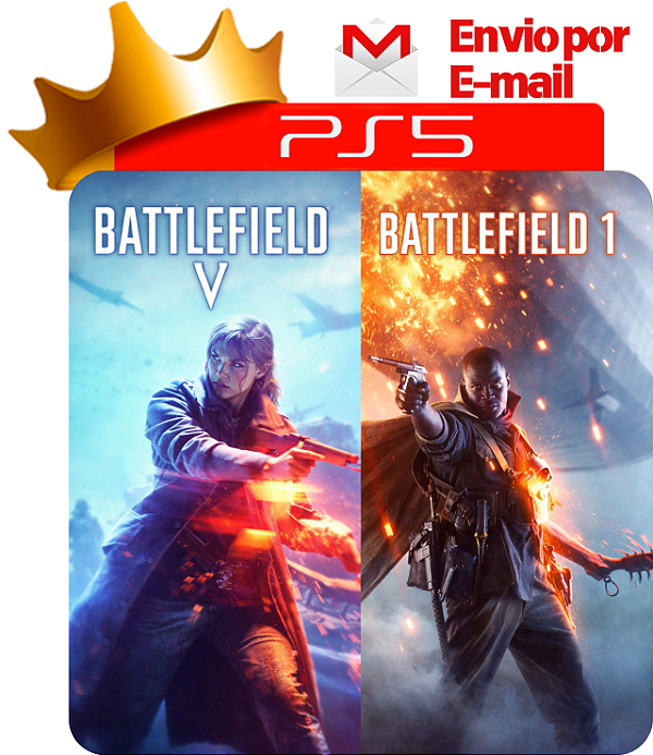 Battlefield 5 + battlefield 1 para ps5 em mídia digital
