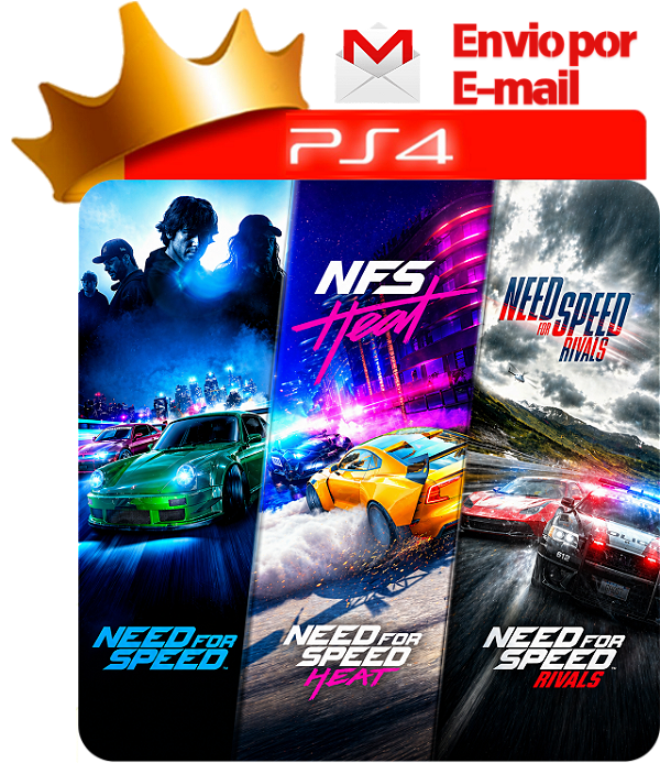 Need for speed + need for speed heat + need for speed rivals para ps4 em mídia digital