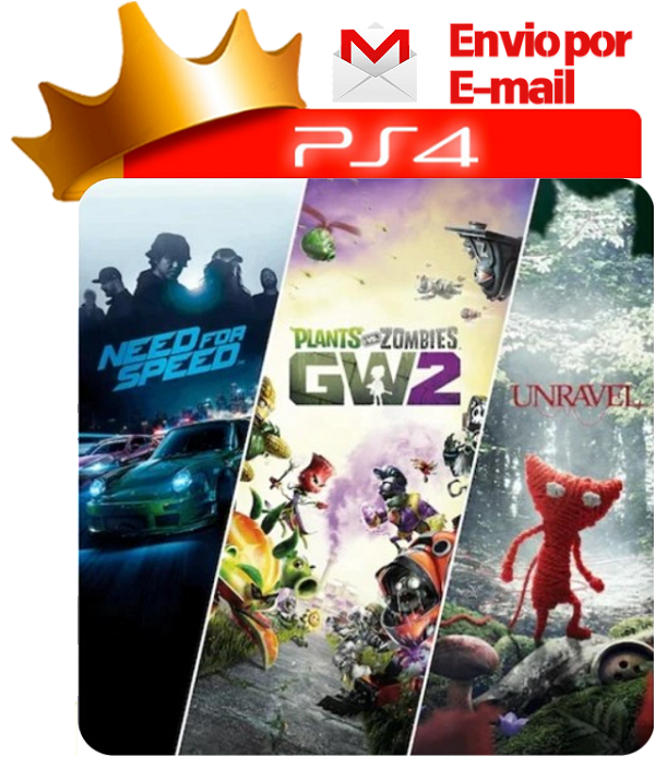 Need for Speed + Plants vs Zombies 2 + Unravel para ps4 em mídia digital
