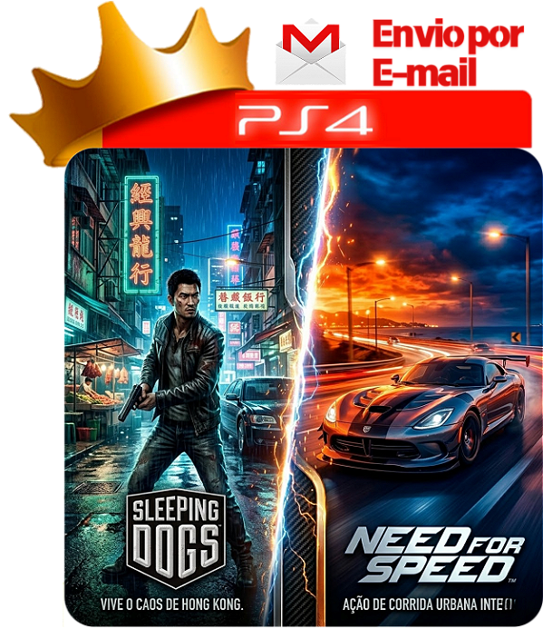 Sleeping Dogs + Need for Speed para PS4 em Mídia Digital
