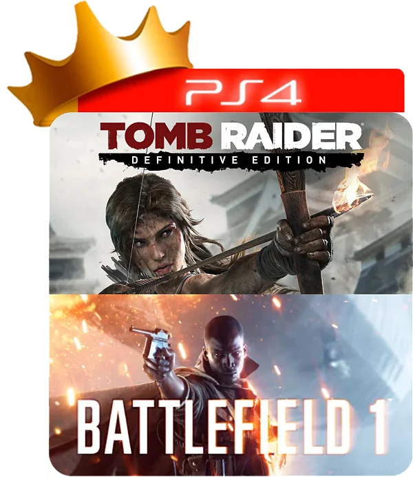 Tomb Raider 2013 Definitive Edition + Battlefield 1 para PS4 em mídia digital