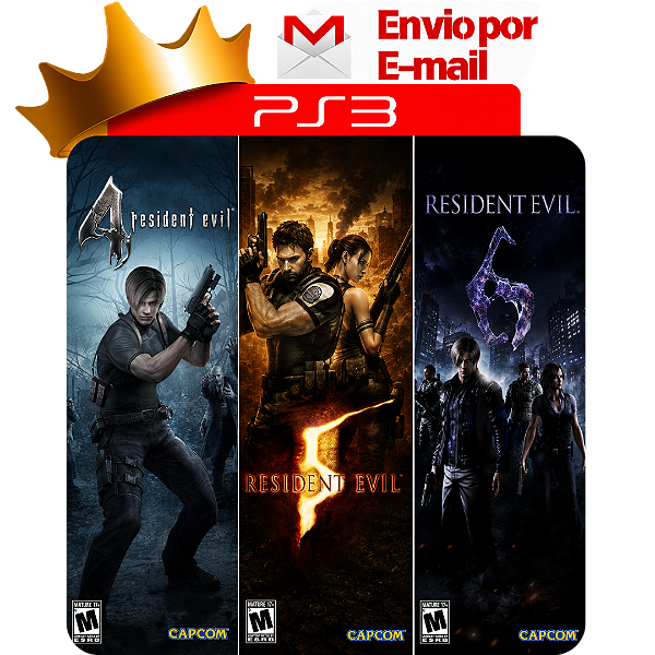 Resident Evil 4, 5 e 6 para PS3 em Mídia Digital