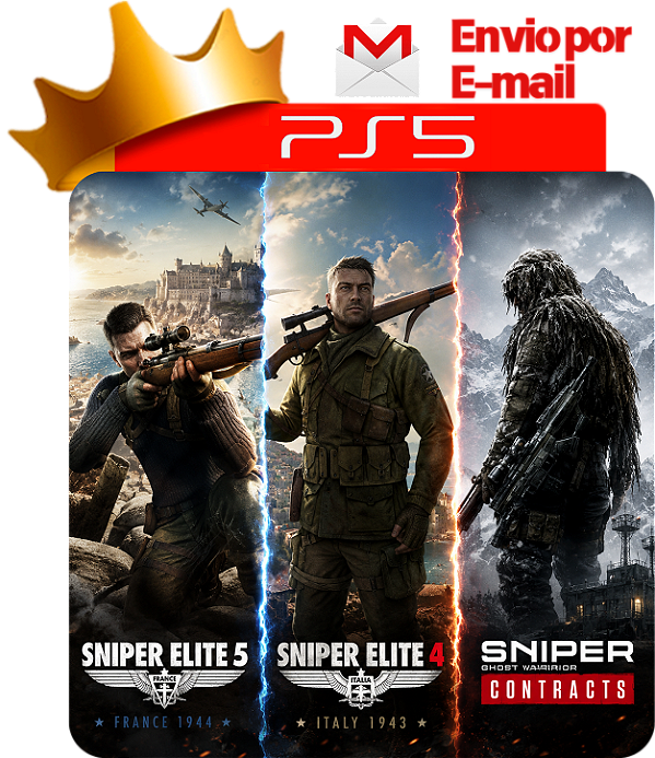 sniper elite 5 + sniper elite 4 + sniper ghost warrior contracts para PS5 em Mídia Digital