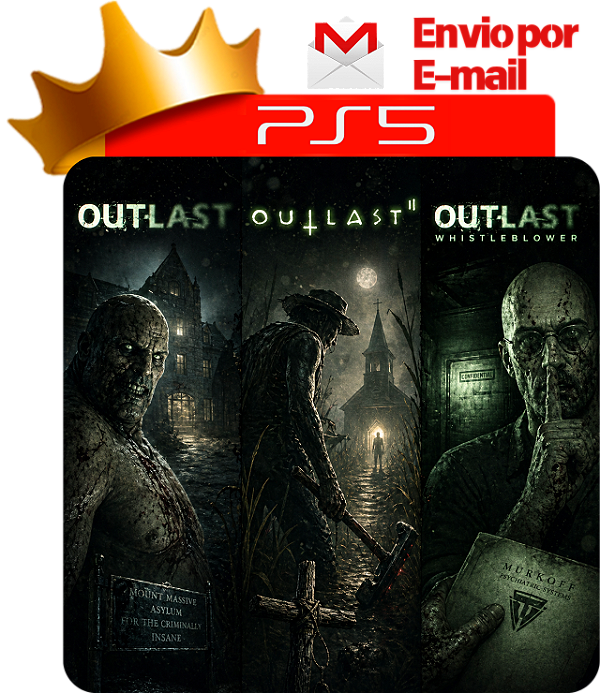 Outlast 1, 2 e Whistleblower para PS5 em Mídia Digital