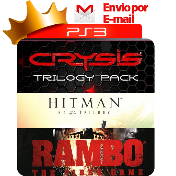 Combo Crysis 1, 2 e 3 + Hitman Trilogia + Rambo the Game para PS3 em Mídia Digital