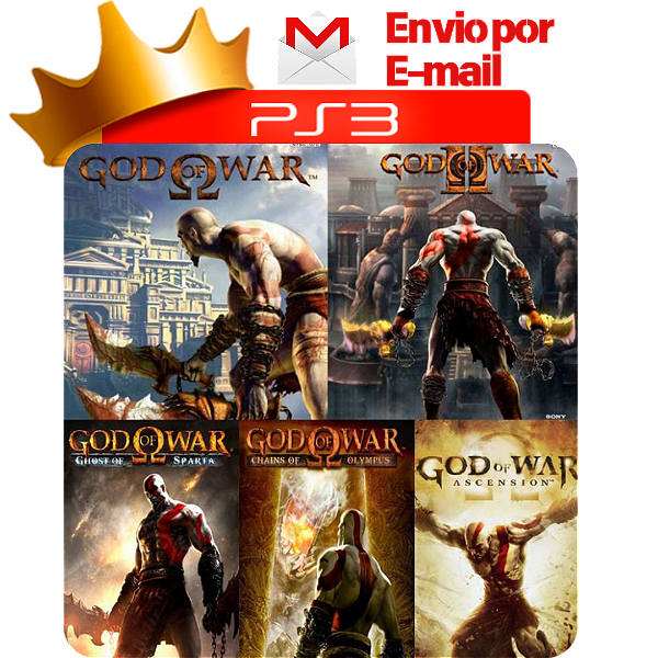 Combo God of War 1 e 2 + Ghost of Sparta + Chains of Olimpus + Ascencion para PS3 em Mídia Digital