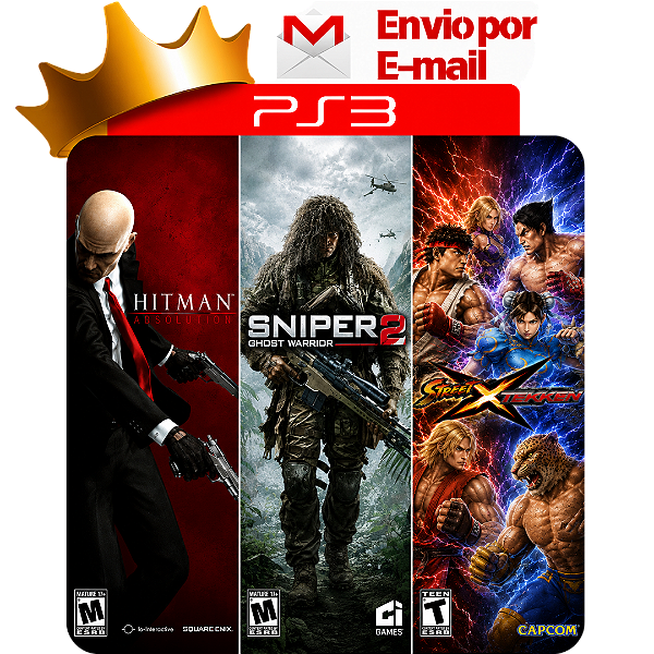 Combo Hitman Absolution + Sniper Ghost Warriors 2 + Street x Tekken para PS3 em Mídia Digital
