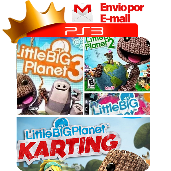 Combo Little Big Planet 1, 2 , 3 e Karting para PS3 em Mídia Digital