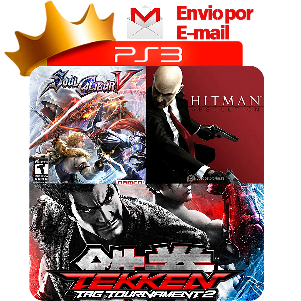 Combo Tekken Tag 2 + Soul Calibur 5 + Hitman Absolution Special Edition para PS3 em Mídia Digital