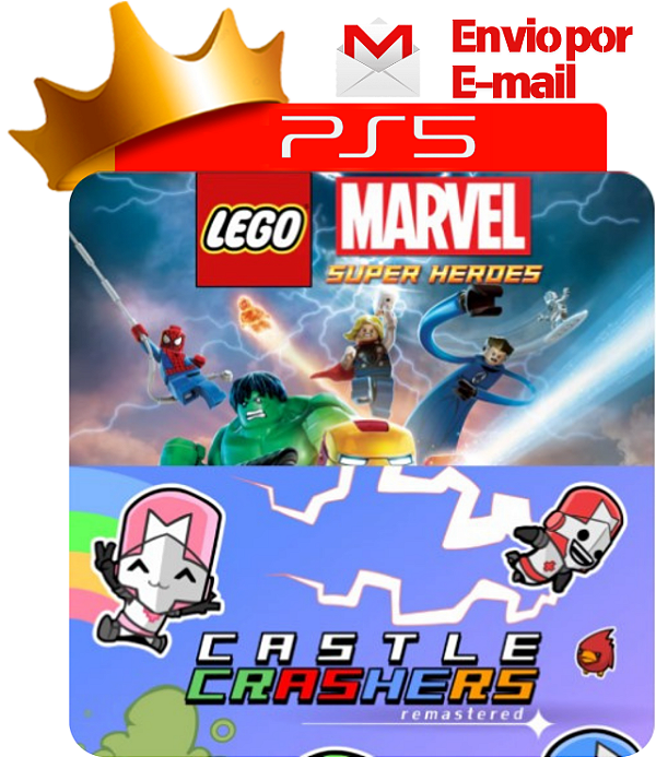 Lego Marvel Super Heroes + Castle Crashers Remastered para PS5 em mídia digital
