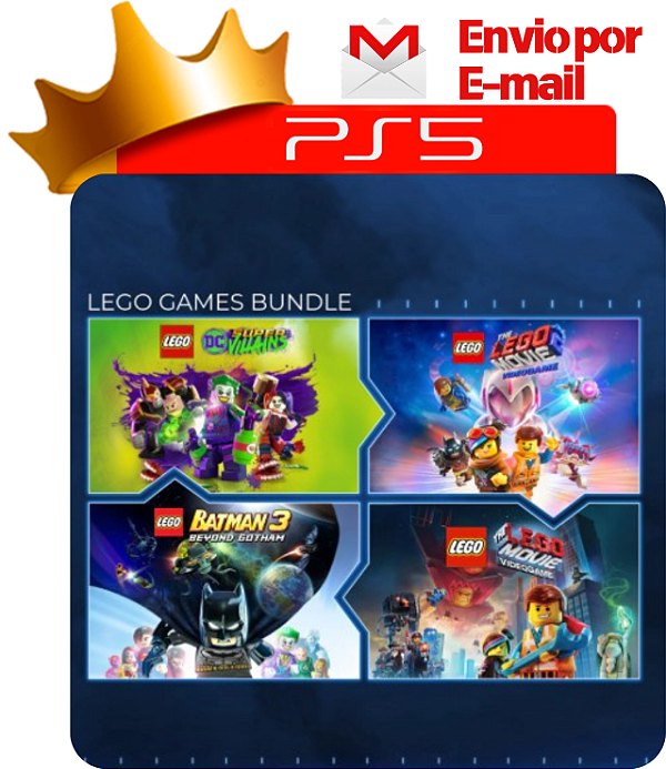 Lego movie + batman 3 + dc vilões + uma aventura lego para ps5 em mídia digital