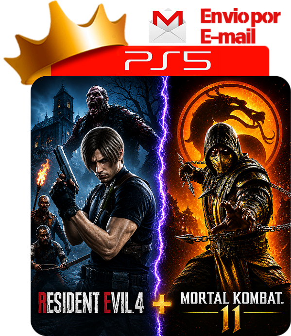 Resident Evil 4 + Mortal Kombat 11 para ps5 em mídia digital