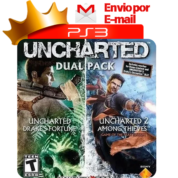 Uncharted 1 e 2 para PS3 em Mídia Digital