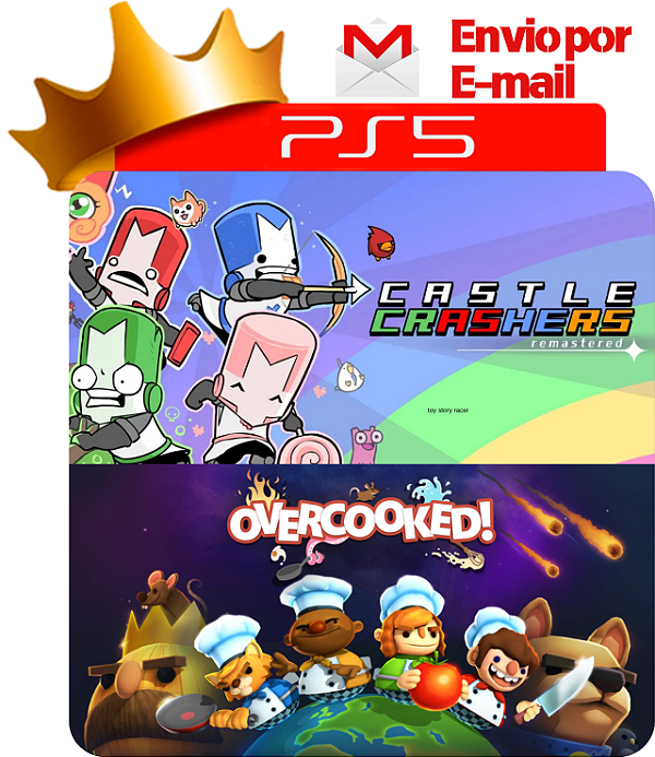Castle crashers remastered + Overcooked para PS5 em mídia digital
