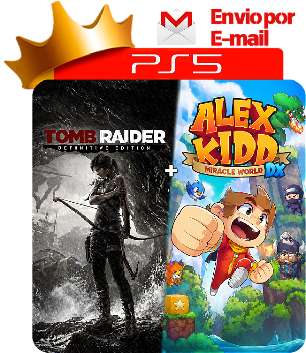Tomb Raider 2013 Definitive Edition + Alex Kidd Miracle World Dx para ps5 em mídia digital
