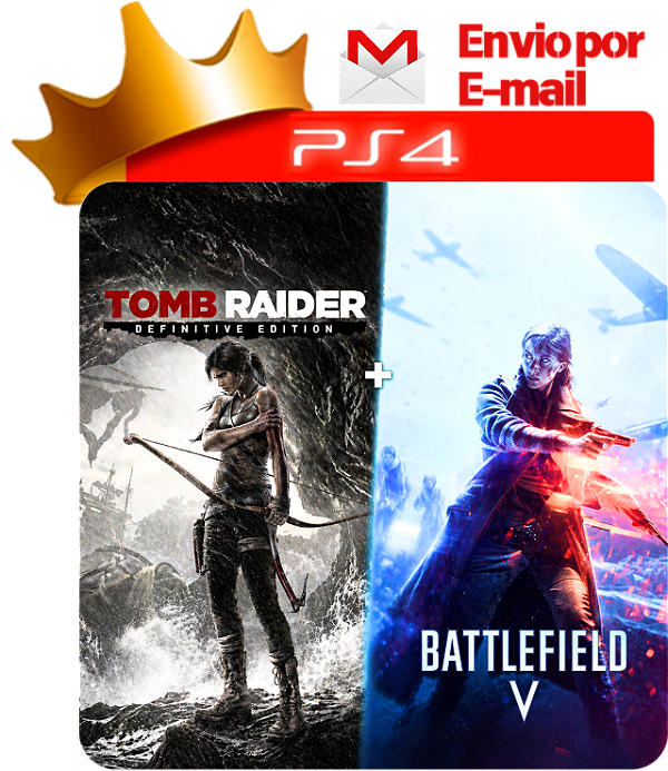 Tomb Raider 2013 Definitive Edition + Battlefield 5 para ps4 em mídia digital