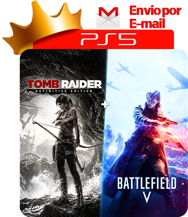 Tomb Raider 2013 Definitive Edition + Battlefield 5 para ps5 em mídia digital